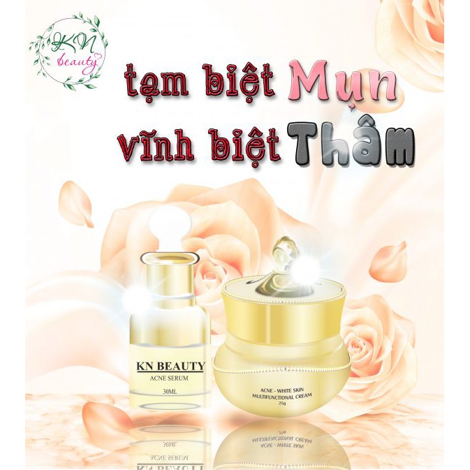 Combo face Kn Beauty serum – Kem dưỡng trắng Ngừa Mụn TẶNG NGAY DẦU GỘI THẢO DƯỢC