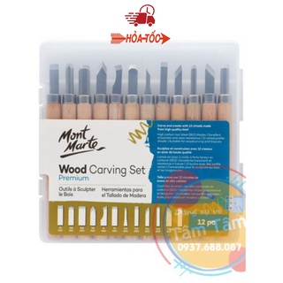 Bộ Dao chạm khắc gỗ cao cấp 12pc Mont Marte, Dao Khắc Gỗ Mont Marte