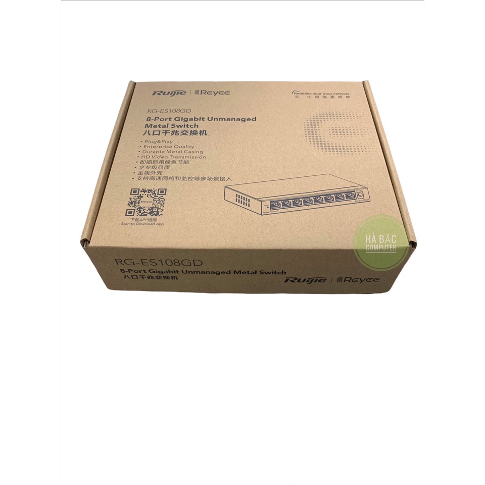 Bộ Chia Mạng 8 Cổng Sắt 1000Mbps RUIJE RG-ES108GD - Switch 8 Port Gigabit - Hàng Chính Hãng