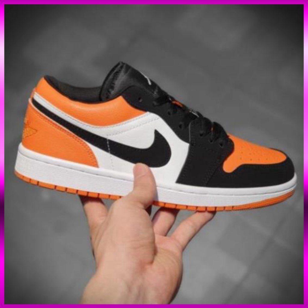 Giày Jordan 1 cổ thấp cam đen, Giày thể thao 𝐉𝐨𝐝𝐚𝐧 cam thấp cổ nam nữ Full Box Bill