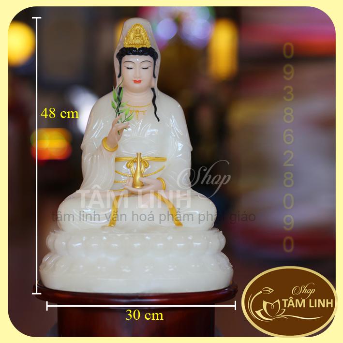 Tượng Quan Âm Bồ Tát cao 50 cm bằng đá Poly Siêu Đẹp
