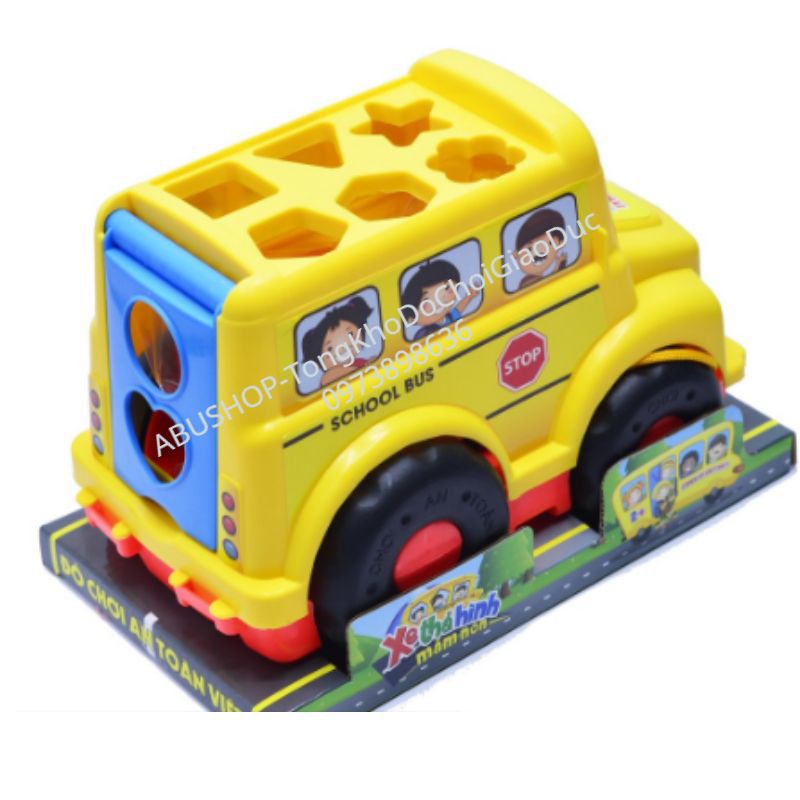 Bộ đồ chơi xe thả hình kéo dây 26X18cm Hãng Sato - Đồ chơi trẻ em kích thích vận động và học hình khối