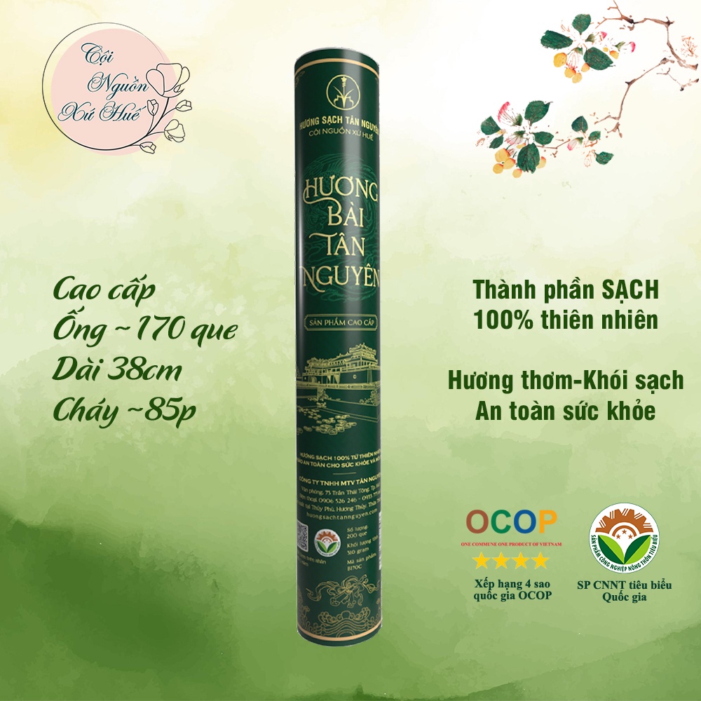 Hương sạch Tân Nguyên, nhang ít khói, hương bài 100% thiên nhiên thơm dịu nhẹ, ống 170-190 que