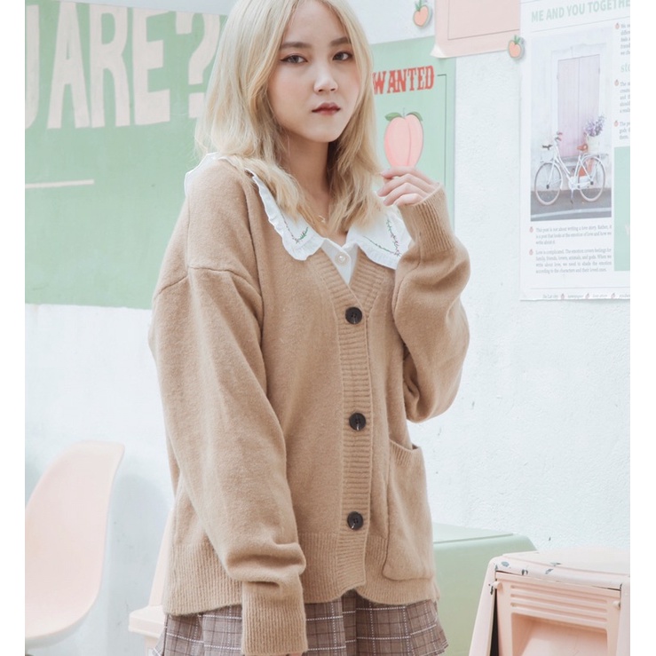 Áo Khoác Len V Neck Knitted Cardigan