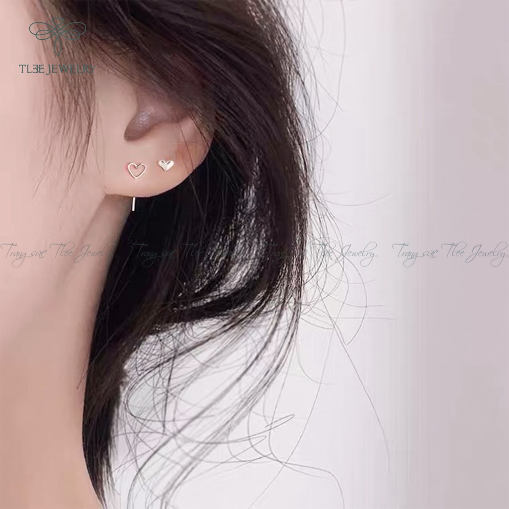 Khuyên tai bạc TLEE tim rỗng dáng cài basic NCJ B0165