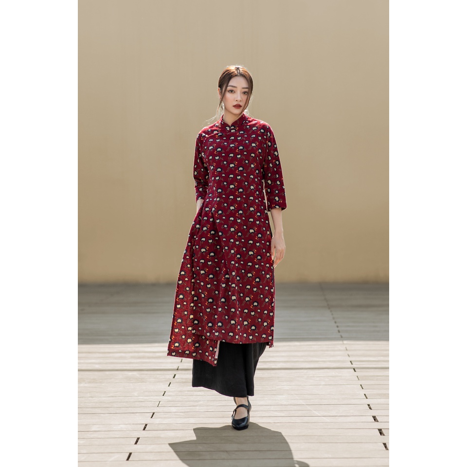 Áo dài cách tân thiết kế tà sole vải hoạ tiết MONO