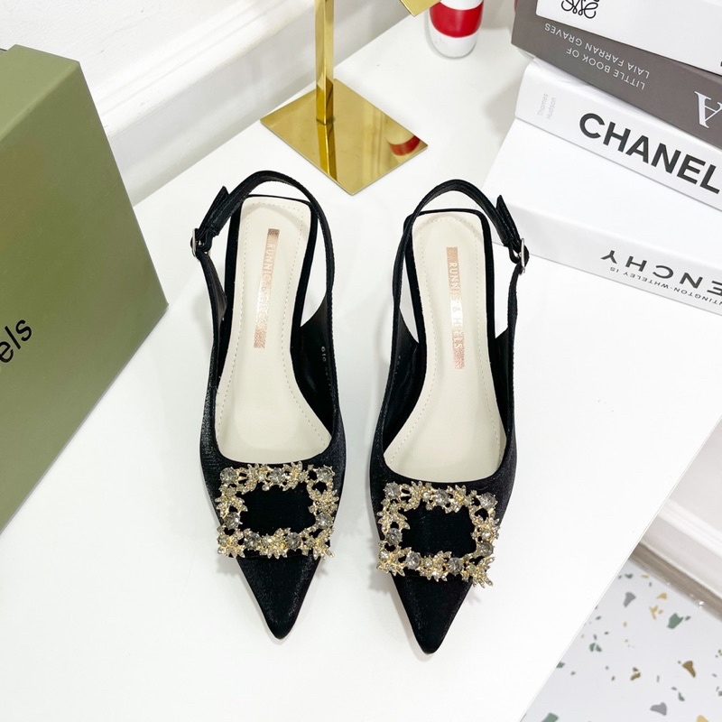 Sandal tag khoá đá gót nhọn hàng quảng châu