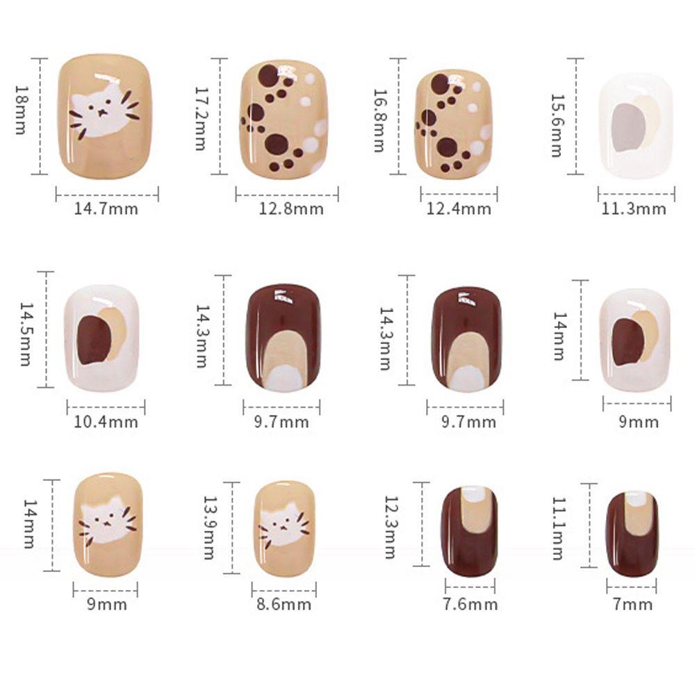 Bộ Móng Tay Giả Ngắn Hình Thỏ / Mèo Hoạt Hình Phong Cách Nhật Bản