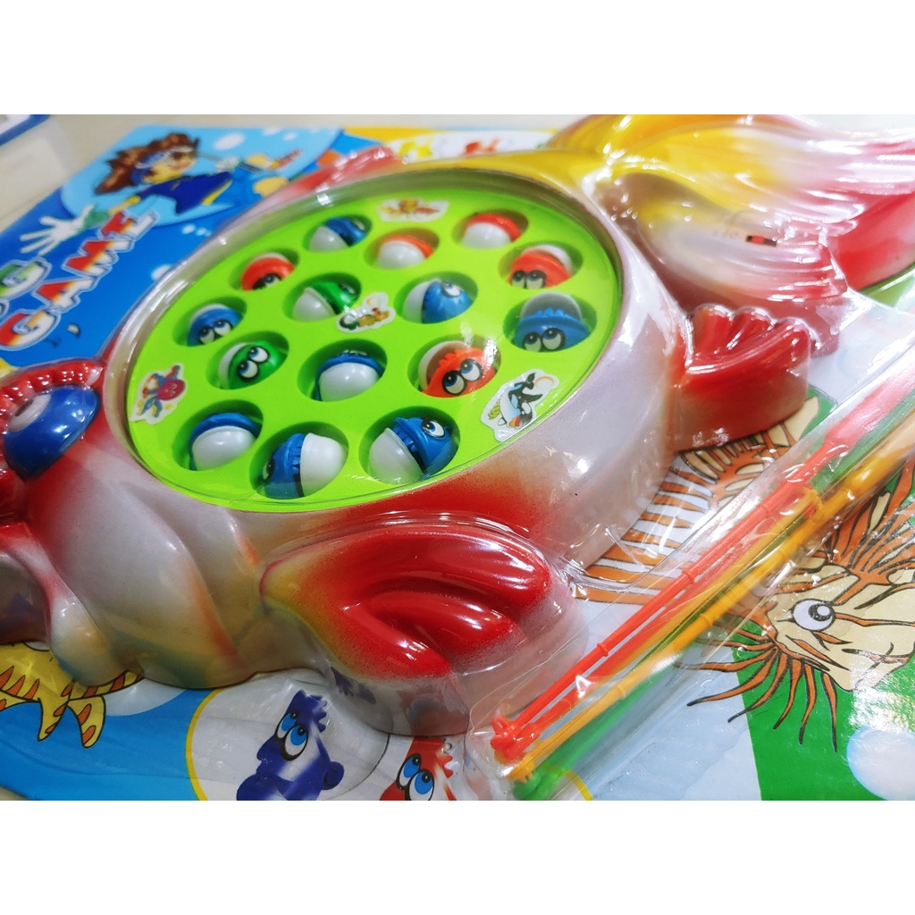 Đồ chơi câu cá điện trẻ em 15 con cá, 3 cần câu nam châm, phù hợp cho bé 2 - 6 tuổi, tặng kèm pin AA