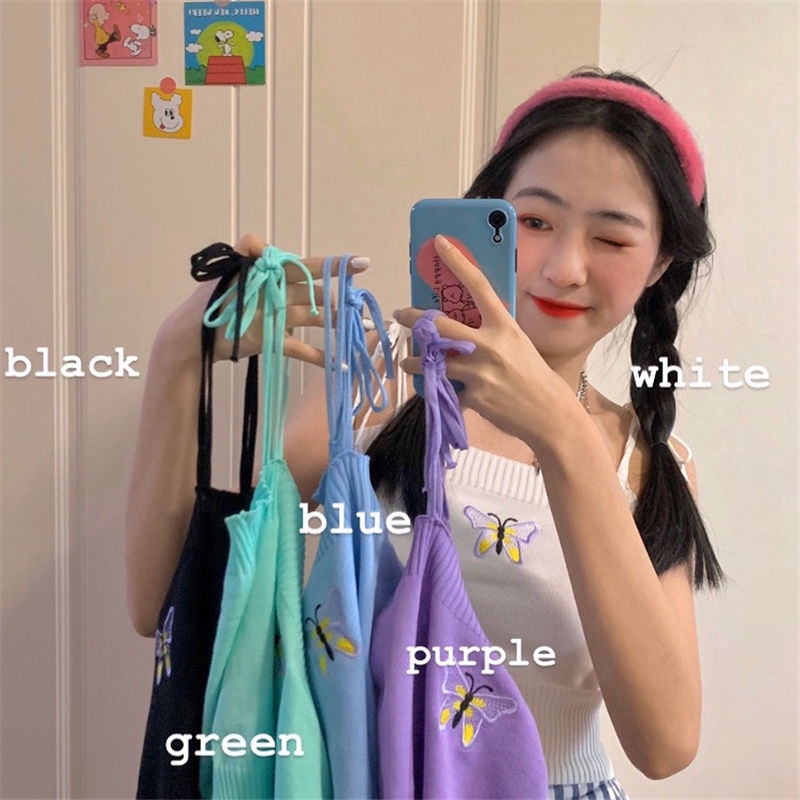 Áo Lửng Hai Dây Thêu Họa Tiết Hoa Quyến Rũ Dành Cho Nữ