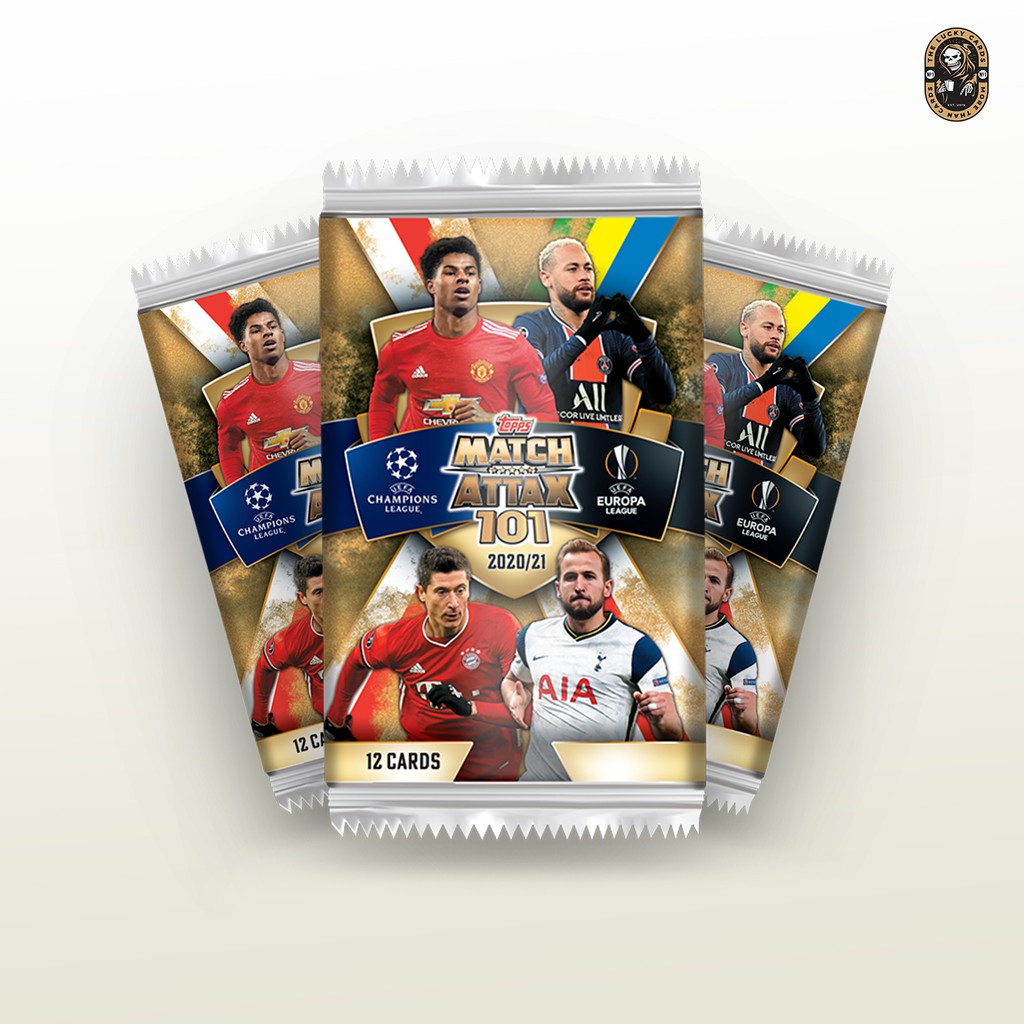 Pack 12 thẻ bóng đá Match Attax 101 2020/21 | Thẻ cầu thủ bóng đá chính hãng | The Lucky Cards