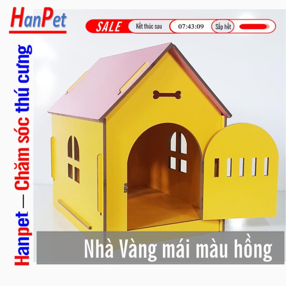 Hanpet.GV- - Nhà cho chó mèo ở (2 loại gỗ và nhựa) chuồng chó cao cấp mái nhọn