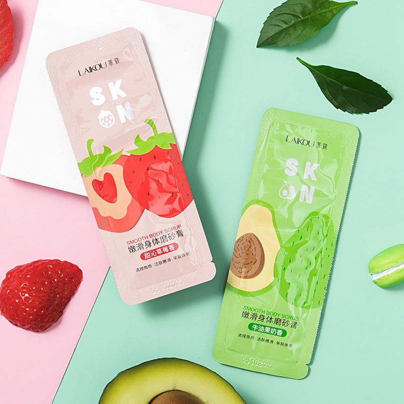 [Hàng mới về] Set 2 mặt nạ bùn tẩy tế bào chết làm sạch da mặt chiết xuất dâu tây/bơ hạt mỡ