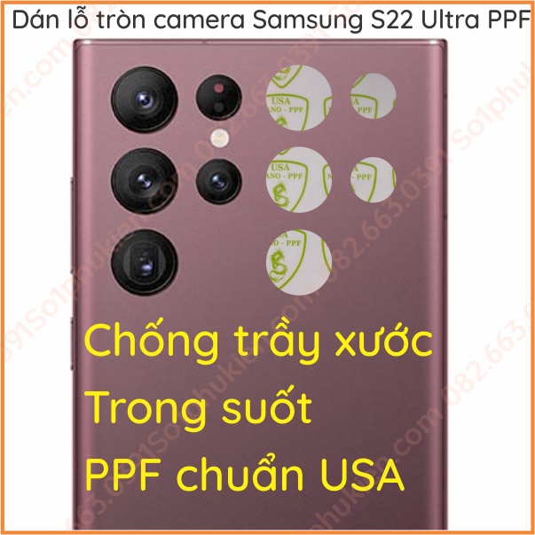 Dán tròn camera Samsung S22 ultra 5G ppf , trong suốt