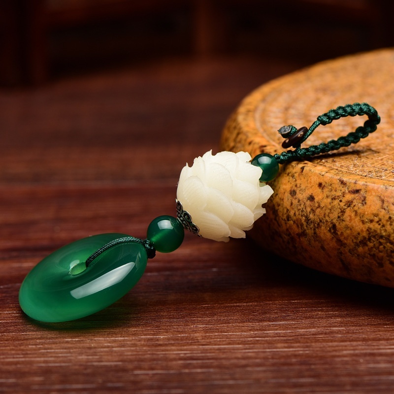 Móc khoá tạo hình hoa sen may mắn phong cách Trung Hoa cổ điển