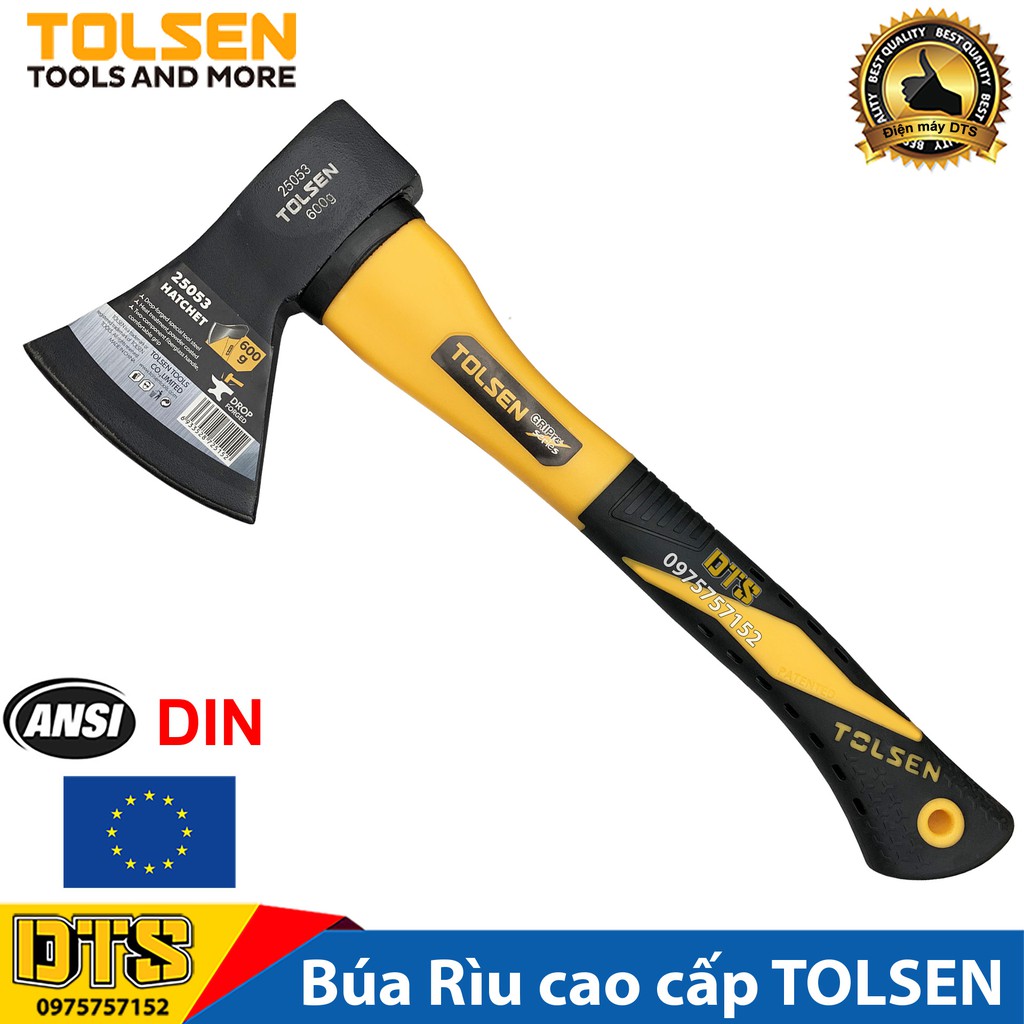 Búa Rìu đa năng cao cấp thép Carbon đặc biệt TOLSEN, cán sợi thủy tinh siêu bền, cứu hộ, làm vườn, chặt cây, bổ củi