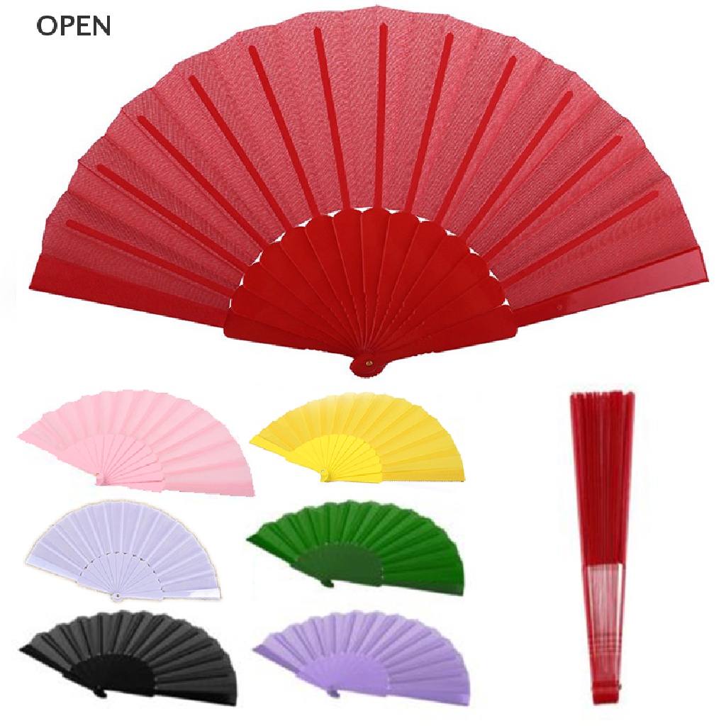 op Potable Handheld Fabric Hand Folding Fan Outdoor Dancing Bridals Wedding Party my