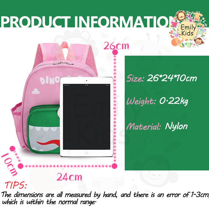Ba Lô Đi Học Mini Hình Khủng Long Dễ Thương Cho Bé Mẫu Giáo 3-5T