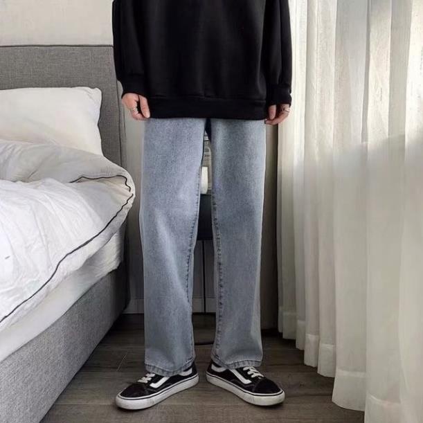 Quần JEAN Nam clowdy.store dáng suông rộng, quần bò trơn form rộng nam dễ phối đồ -Q9 -  cam kết giặt không phai màu ,