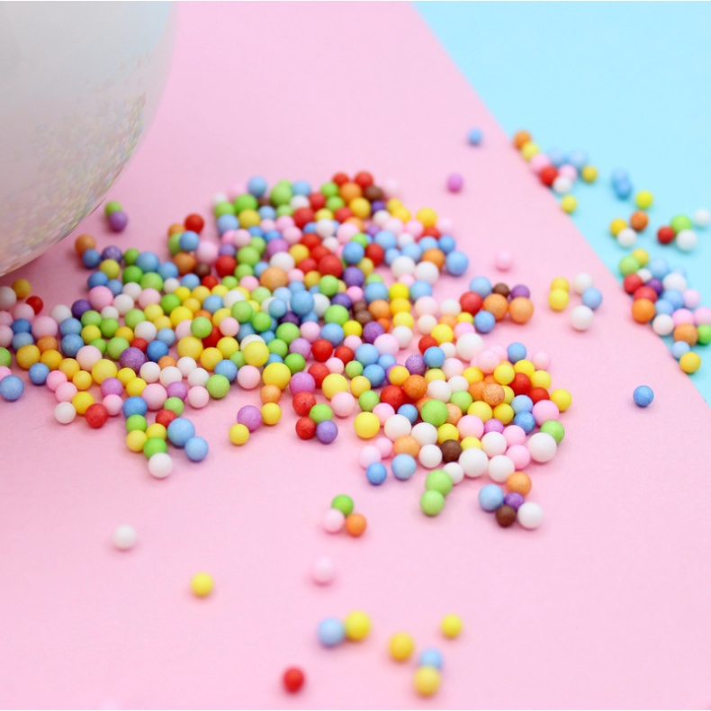 Túi 1000 hạt xốp tròn nhiều màu trang trí slime, tiểu cảnh, terrarium, DIY