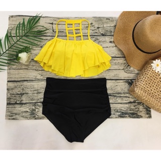 Bikini áo thang vàng quần nhún