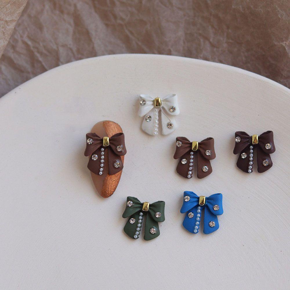 Phụ Kiện Trang Trí Móng Tay Hình Nơ Đính Ngọc Trai Sang Trọng DIY