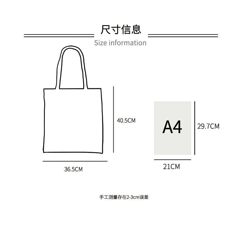 Cartoon Avatar Korean Fashion One Shoulder Canvas Bag Large Capacity Canvas Shopping Bag