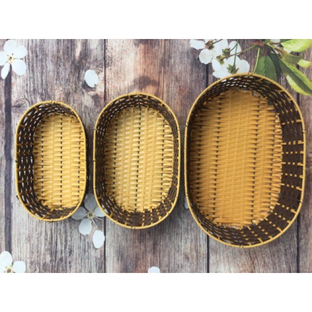 Rổ nhựa giả mây hình oval