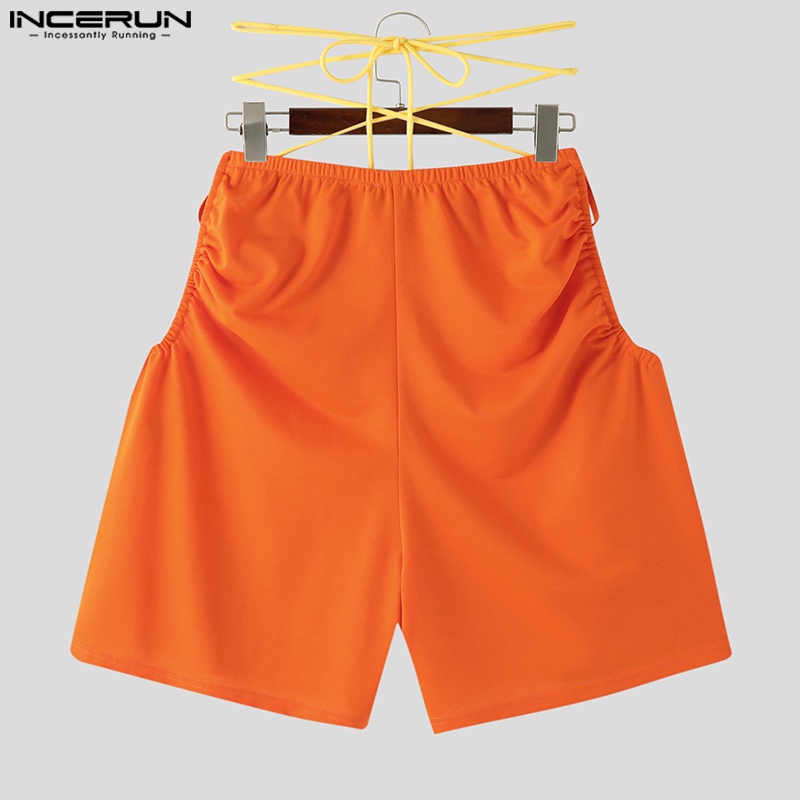 Set áo croptop tay dài + quần short INCERUN dáng rộng thời trang cho nam giới