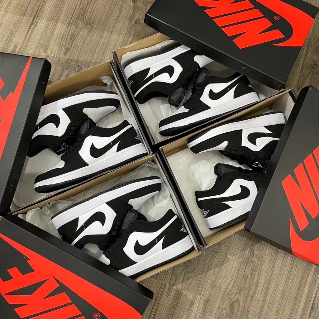 Giày 𝐉𝐨𝐫𝐝𝐚𝐧 màu đen trắng 1 low Panda, Giày sneaker nam nữ JD 1 Panda cổ thấp bản đẹp full box bill