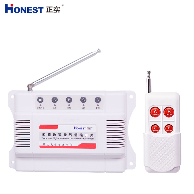 Công tắc điều khiển từ xa 4 cổng độc lập honest HT-6804-1 tầm xa 100m-3km AC75V-400V 10A