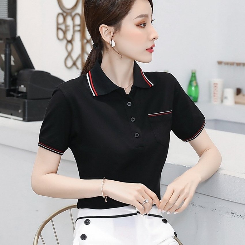 Áo thun nữ có cổ tay ngắn phối túi thời trang PONIVA cao cấp chất vải mềm mịn thấm hút tốt