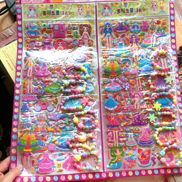 Sticker dán nổi thời trang TẶNG Vòng tay hạt siêu hot