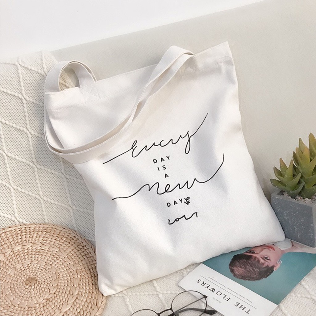 [HOT NHẤT SHOPEE] Túi tote đeo chéo vải đựng đồ canvas Hàn Quốc cao cấp có khoá miệng nhiều mẫu hot