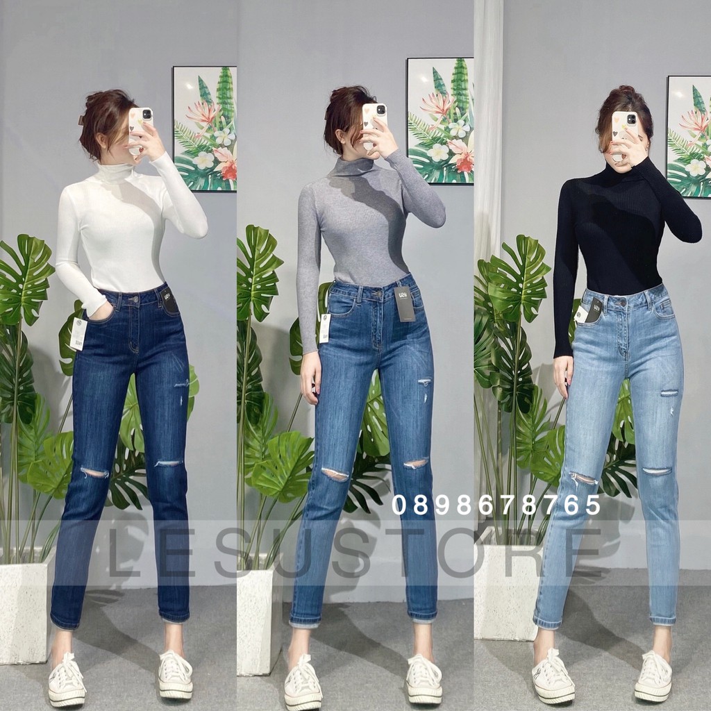 ẢNH TỰ CHỤP Áo len tăm cổ lọ tay dài