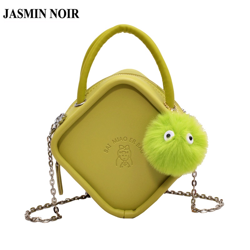 Túi Đeo JASMIN NOIR Chéo Da PU Nắp Gập Phối Dây Xích Tua Rua Thời Trang Cho Nữ