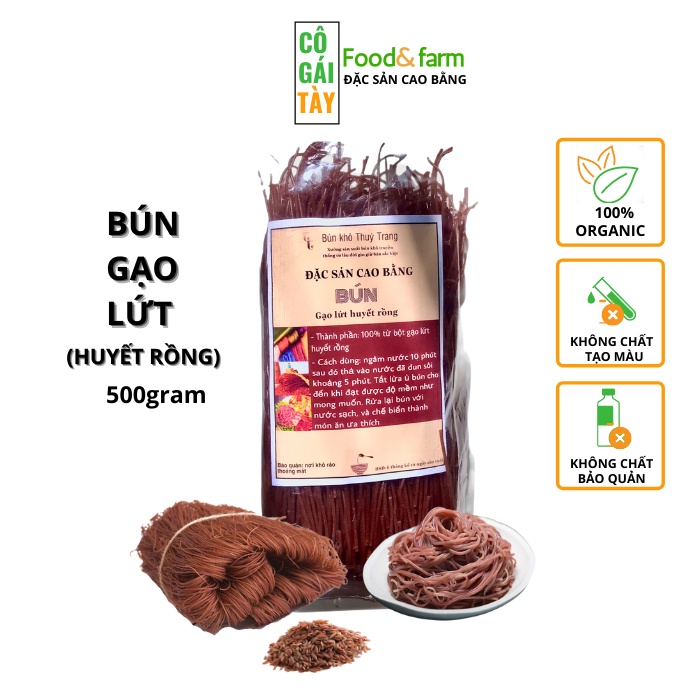 Bún Gạo Lứt Giảm Cân ( 500g ) Gạo Lứt Huyết Rồng, cho người ăn kiêng, thực dưỡng, ăn chay, tiểu đường, eatclean