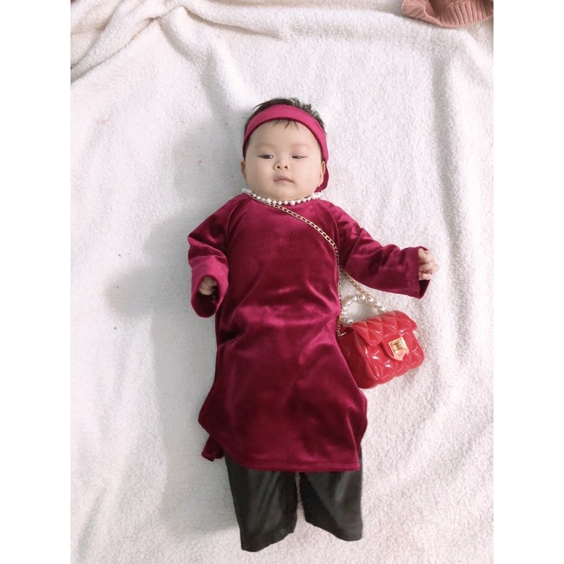 áo dài nhung bé gái