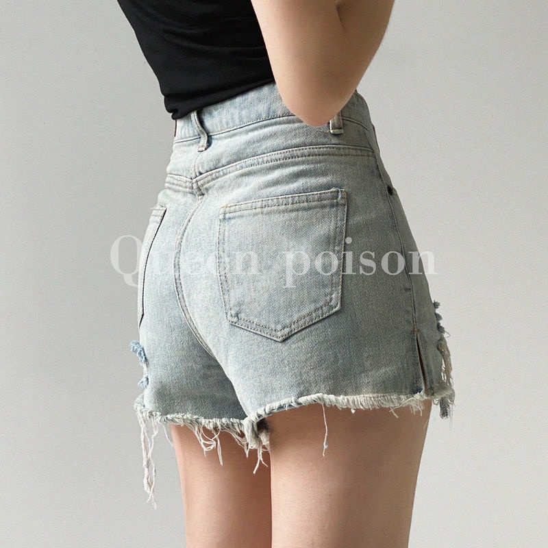 Quần short denim lưng cao thiết kế mới thời trang mùa hè cho nữ 2021