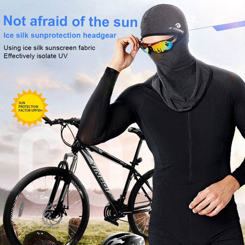 Mũ trùm đầu che mặt và cổ X-TIGER vải lụa lạnh chống tia UV phong cách thể thao cho hoạt động ngoài trời đi bộ đường dài