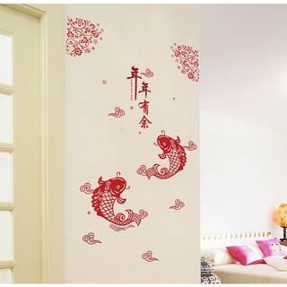 Decal trang trí Tết - Cặp Cá Chép đỏ báo Hỷ