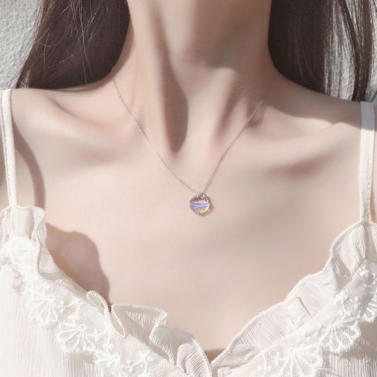 Vòng cổ hợp kim mặt hình mặt trăng ngôi sao đính đá zircon sang trọng cho phụ nữ