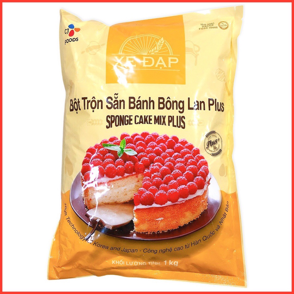 Bột trộn sẵn Bánh bông lan Plus xe đạp 1Kg