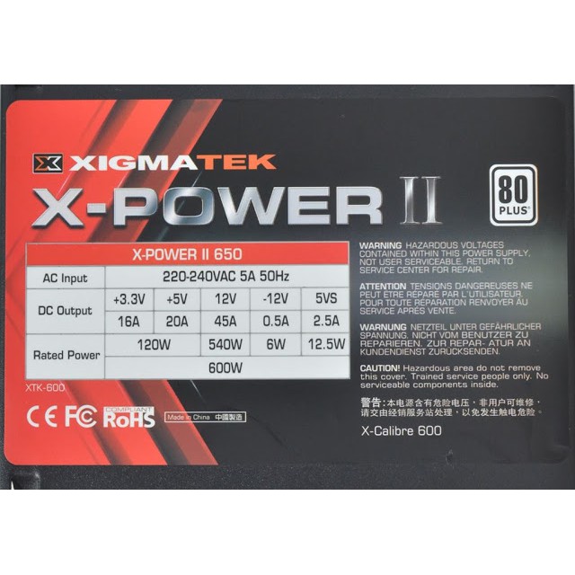 Nguồn XIGMATEK X-POWER X-650 Chính hãng Mai Hoàng bảo hành 36 tháng