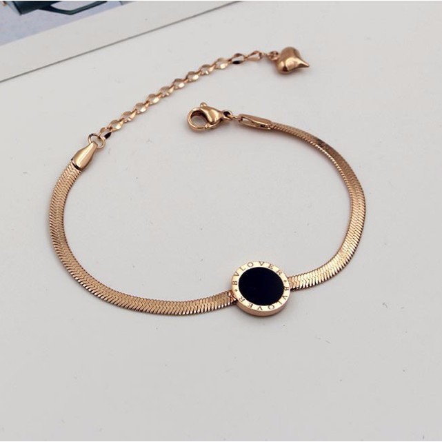 Lắc Tay Bản To Mặt Tròn Đen Titan Ko đen TT 0557