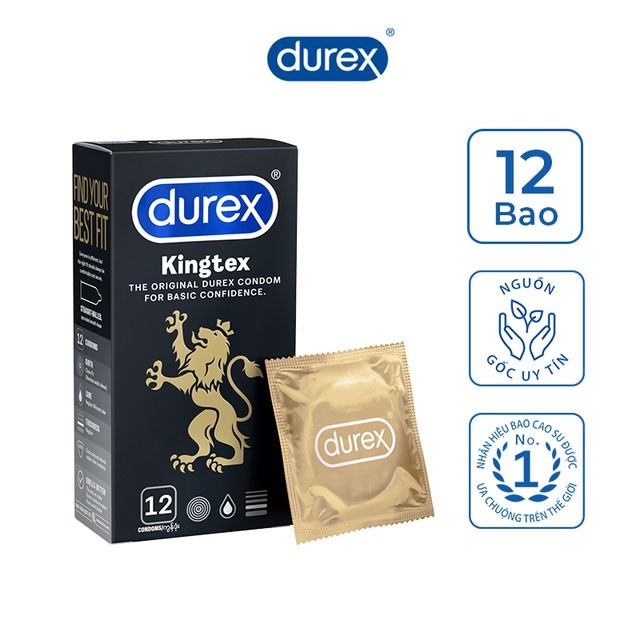 Bao cao su size nhỏ ôm sát Kingtex Durex 12 chiếc giá tốt | BCS Durex Kingtex