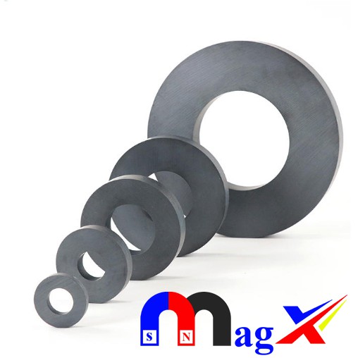 Nam Châm Ferrite Ø 50x6 Lỗ 22 - Nam Châm Đen Y30
