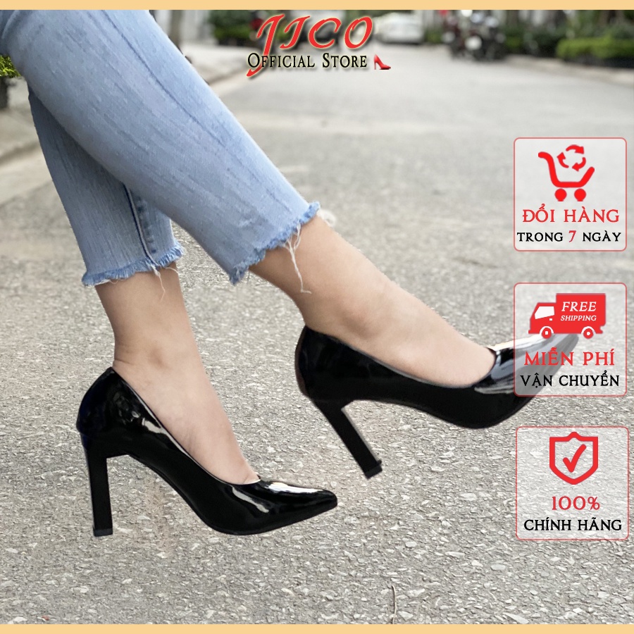 GIÀY CAO GÓT JICO DA BÓNG MŨI TRƠN CAO 8 PHÂN - [ LC329 ]