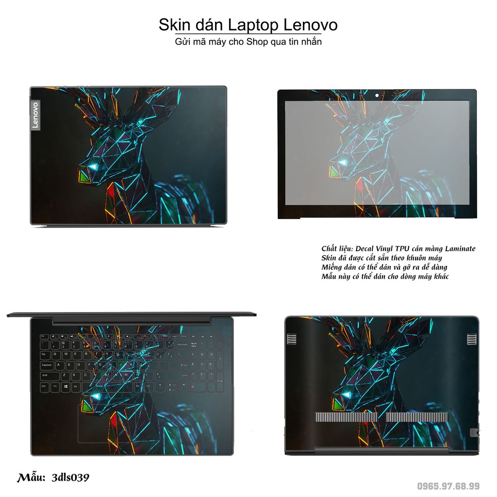 Skin dán Laptop Lenovo in hình 3D Green (inbox mã máy cho Shop)