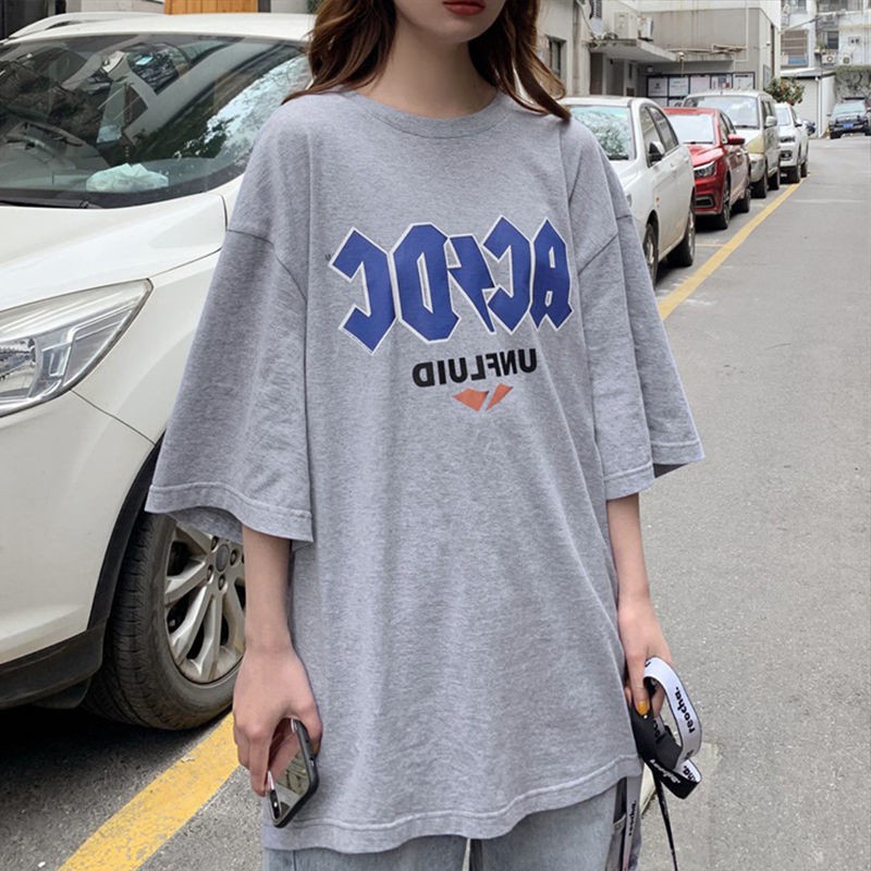 Summer T-shirt women's short sleeve loose Korean style versatile Harajuku style for students ins trendy casual print top